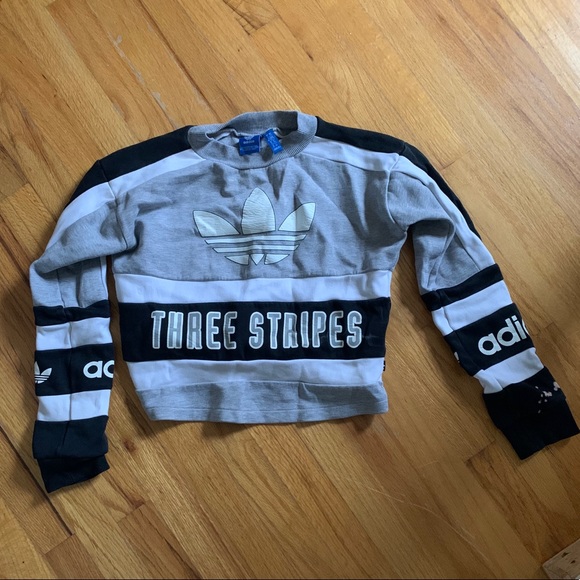 adidas Sweaters - Adidas Three Stripes Cropped Pullover